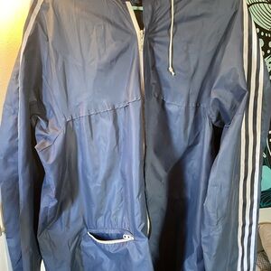 Men's vintage adidas blue hooded windbreaker XXL